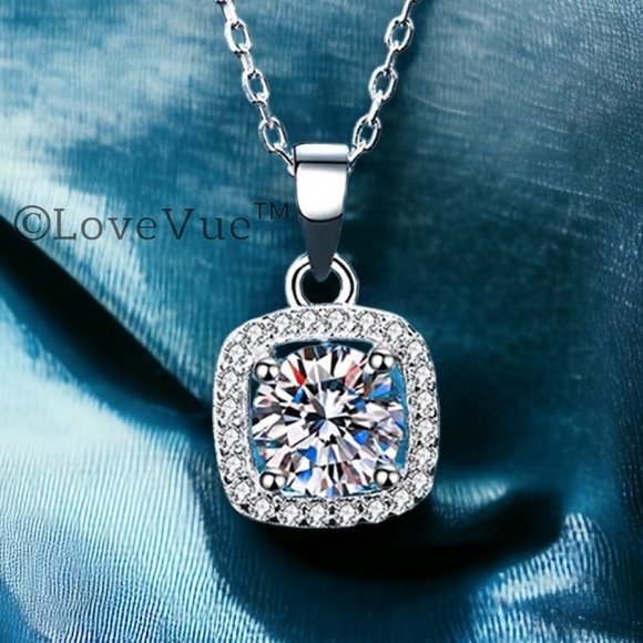 Certified 5ct. t.w. Diamond Square Frame Halo Necklace